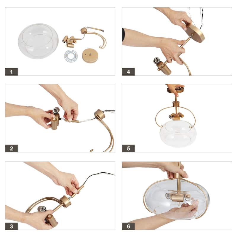 Modern Gold 3-Light Semi Flush Mount Ceiling Light with Clear Glass - Dark Gold - Dia.12"xH11.5"