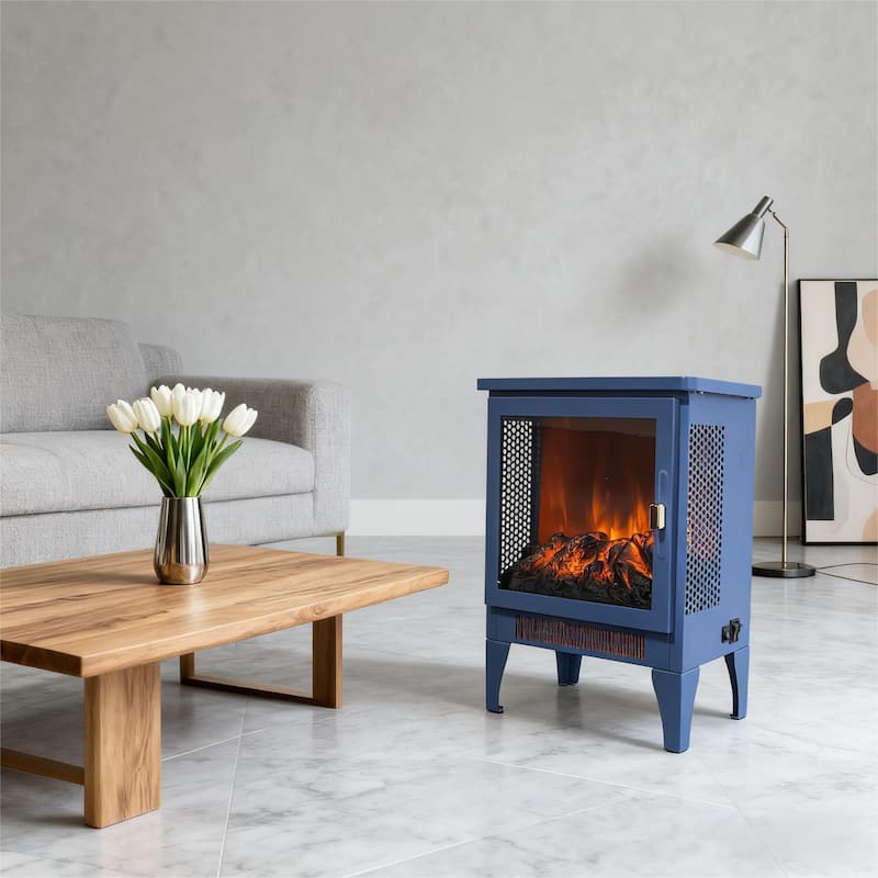 17 inch Freestanding Electric Fireplace Stove heater with 3D Flame Effect - N/A