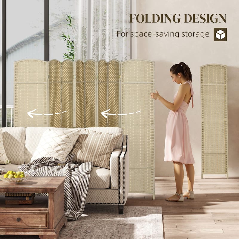 HOMCOM Room Divider, 8 Panel Folding Privacy Screen, 5.6' Tall Freestanding Wall Partition