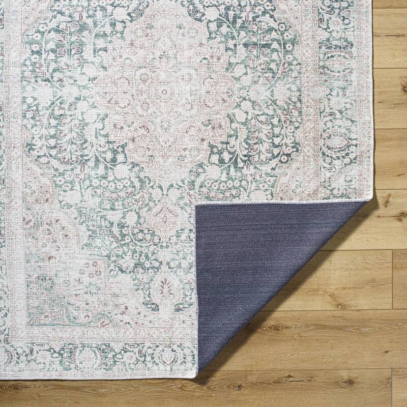 Livabliss Traditional Amelie Medallion Washable Area Rug