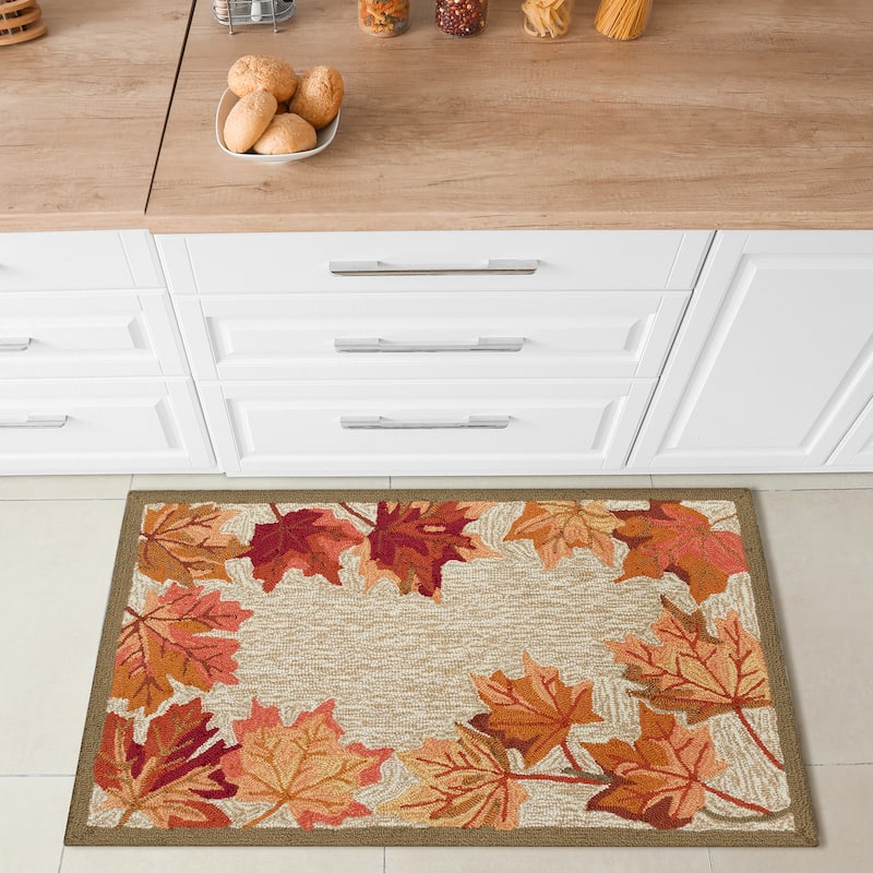Liora Manne Ravella Falling Leaves Border Indoor/Outdoor Rug