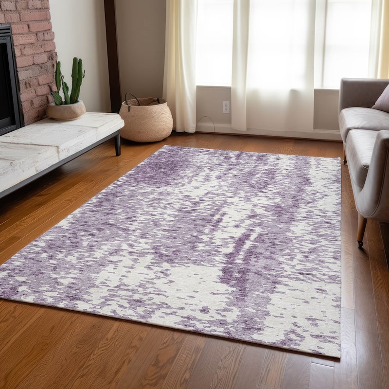 Machine Washable Indoor/ Outdoor Modern Abstract Chantille Rug