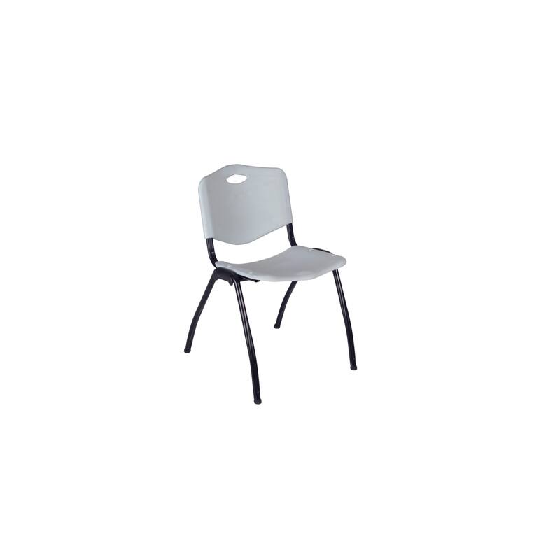 42 in. Square Breakroom Table- Cherry Top, Chrome Base & 4 M Stack Chairs- Grey