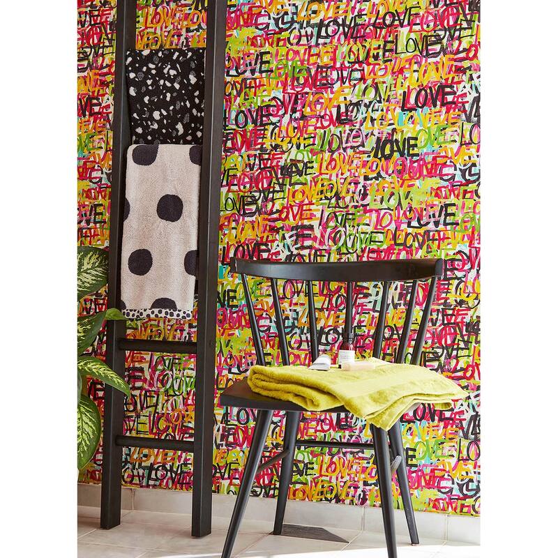Indio Chartreuse Love Scribble Wallpaper