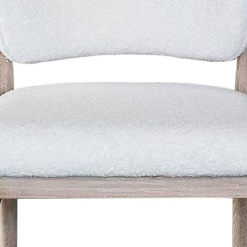 Dining Side Chair Set of 2, Plush White, Open Back, Natural Gray Wood