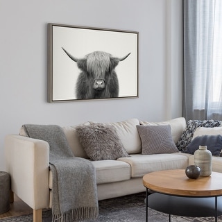 Kate and Laurel Highland Cow Frame Canvas by The Creative Bunch Studio
