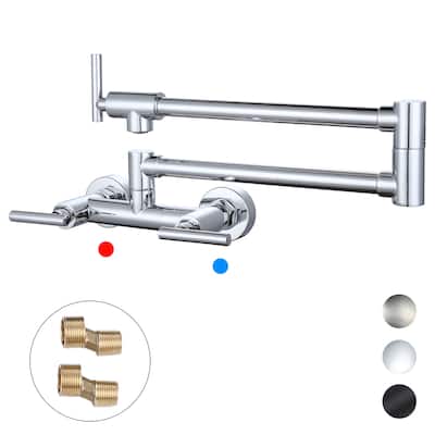 WOWOW Wall Mounted Pot Filler Faucet with Hot Cold Water Control