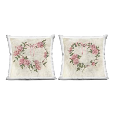 Stupell Heart Shaped Wreaths Decorative Printed Throw Pillow Design by Sally Swatland (Set of 2)