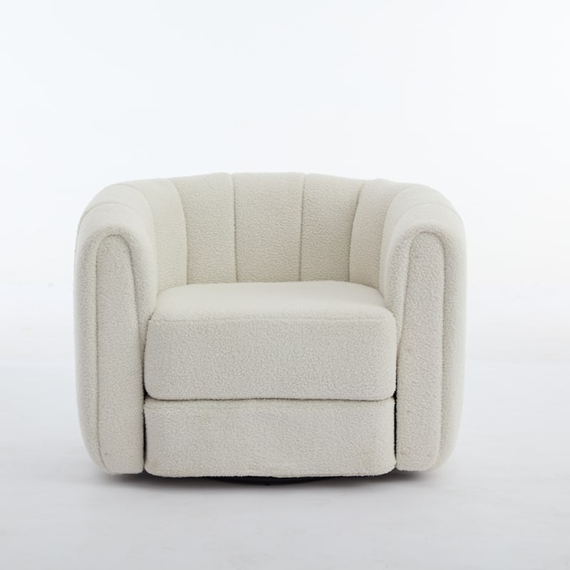 Swivel Teddy Accent Barrel Chair with Upholstered