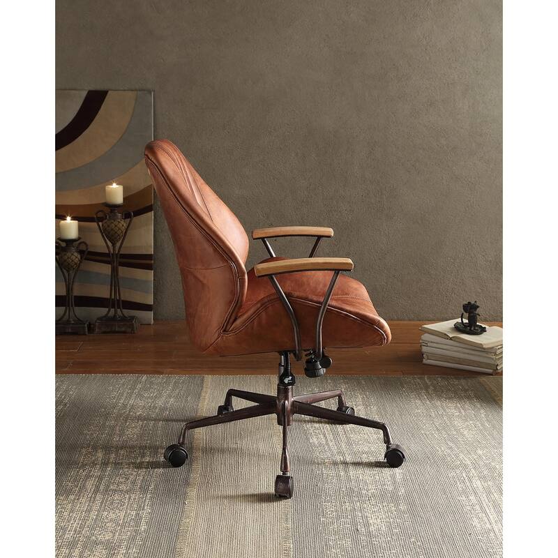Cocoa Aluminum Top Grain Leather Office Chair