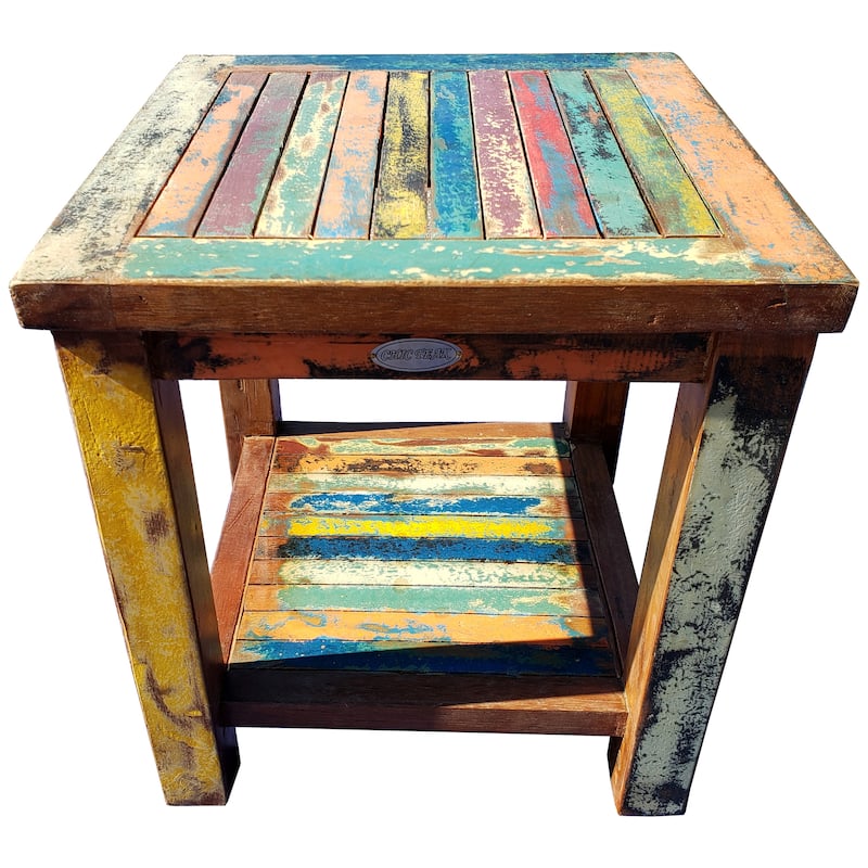 Chic Teak Marina Del Rey Recycled Teak Wood Boat Side Table