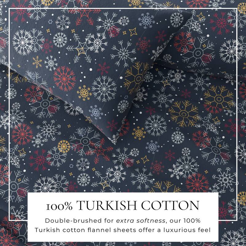 Linery & Co. Ultra-Soft Turkish Cotton Flannel Holiday Print Sheet Set