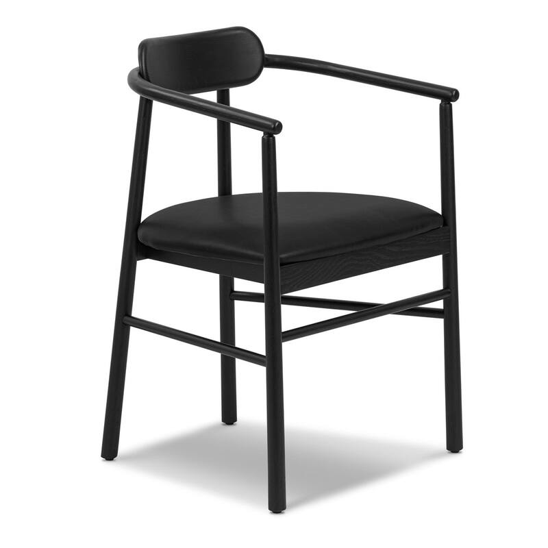 Poly & Bark Scanden Wood Dining Chair With Genuine Leather Seat
