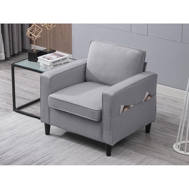 Mixoy Convertible Living Room Furniture Set-Single Sofa/Loveseat/3-Seat Sofa with Ottoman for DIY Combination - Light Grey-1 - Reversible