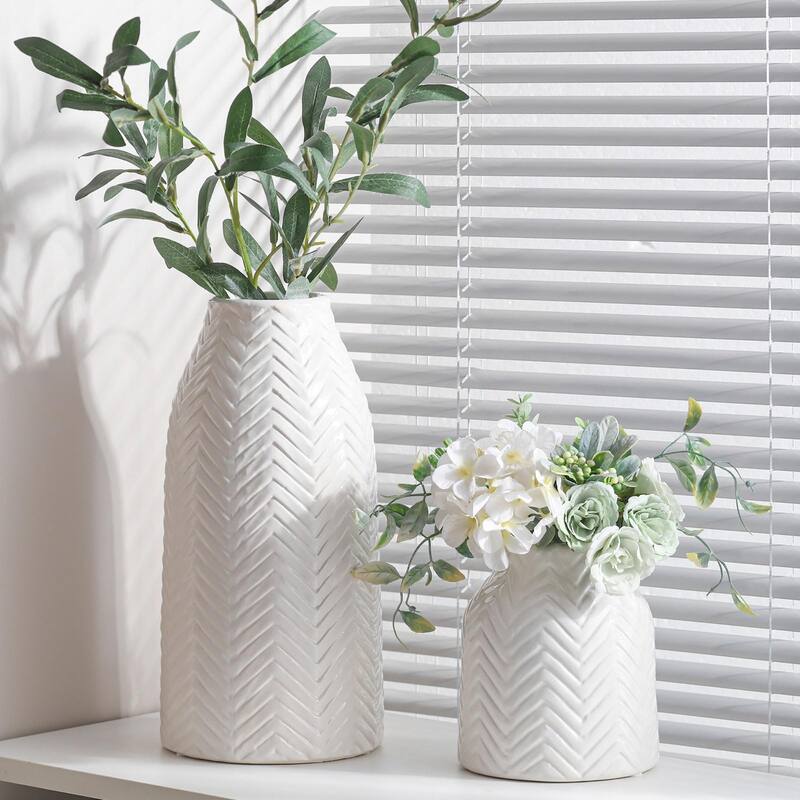 Large White Vase- Ceramic Vase for Home Decor Flower Vase for Centerpieces, Tall Vases for Living Room