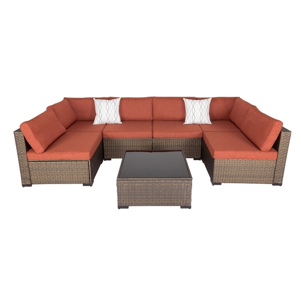 Kinsunny 7 Piece Outdoor Furniture Patio Sectional Furniture Set All Weather Cushioned Rattan Wicker Sofa Set Bed Bath Beyond 22869261