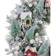 preview thumbnail 2 of 2, Snowy Cottage Wreath 26in Pre-Lit with 50 LED Fairy Lights B/O