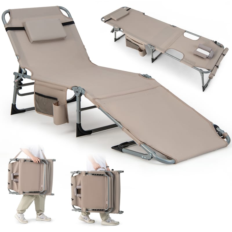 Costway Outdoor Folding Chaise 5-Position Lounge Chair with Face Hole - See Details