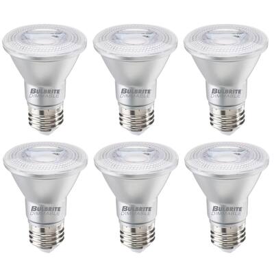 Bulbrite Pack of (6) 7 Watt Dimmable Narrow Flood PAR20 Medium (E26) LED Bulb - 500 Lumens, 2700K, and 80 CRI