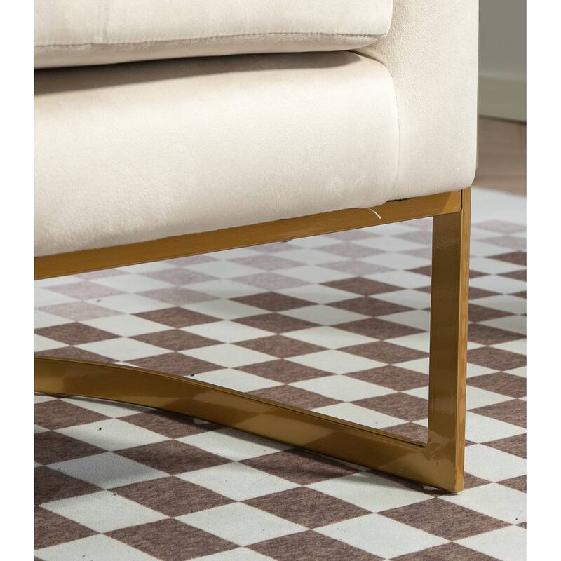 Modern Velvet Gold Accent Armchair