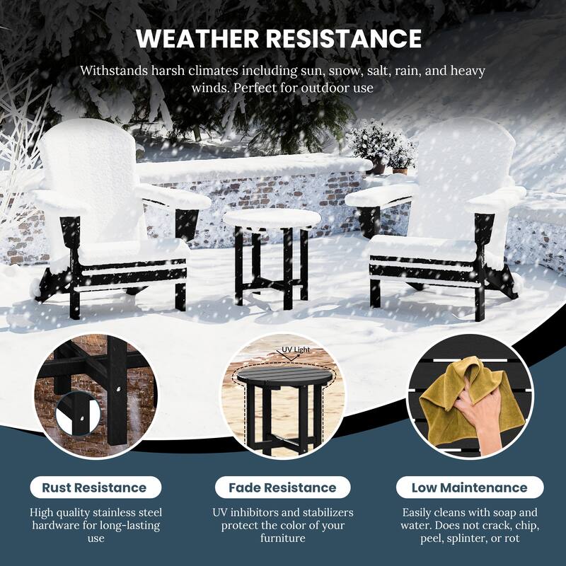 Laguna Outdoor Folding Adjustable Adirondack Chair with Hideaway Ottoman & Round Side Table