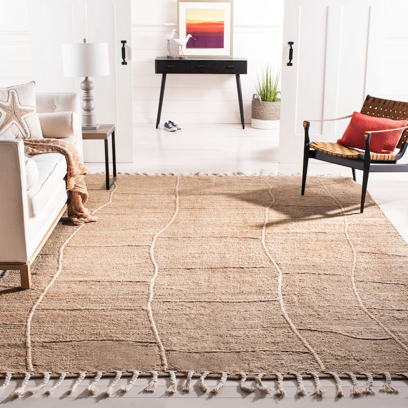 SAFAVIEH Handmade Natural Fiber Jamiya Jute Tassel Rug - 10' x 14' - Natural