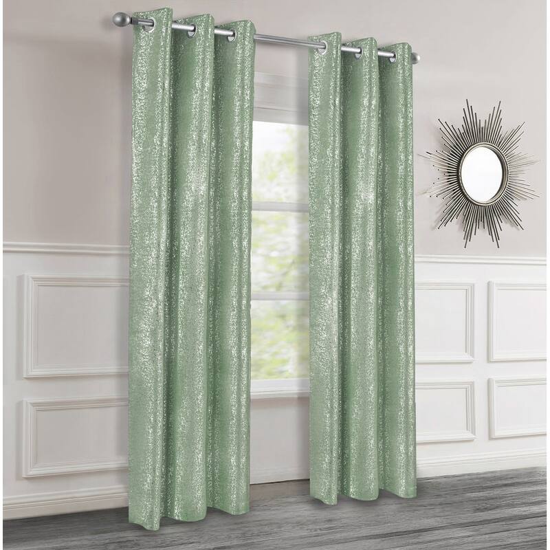 Dainty Home 2 Pack Artisinal 100% Blackout Grommet Curtain Panel Pair with 3D Lurex Texture