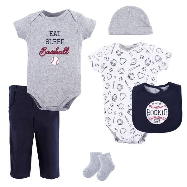 slide 1 of 1, Hudson Baby Infant Boy Cotton Layette Set, Baseball 0-3 Months - Baseball