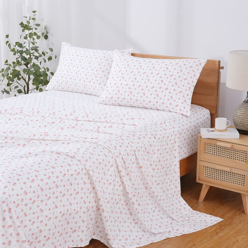 Modern Threads Sweet Rose Printed 4-piece Bed Sheet Set