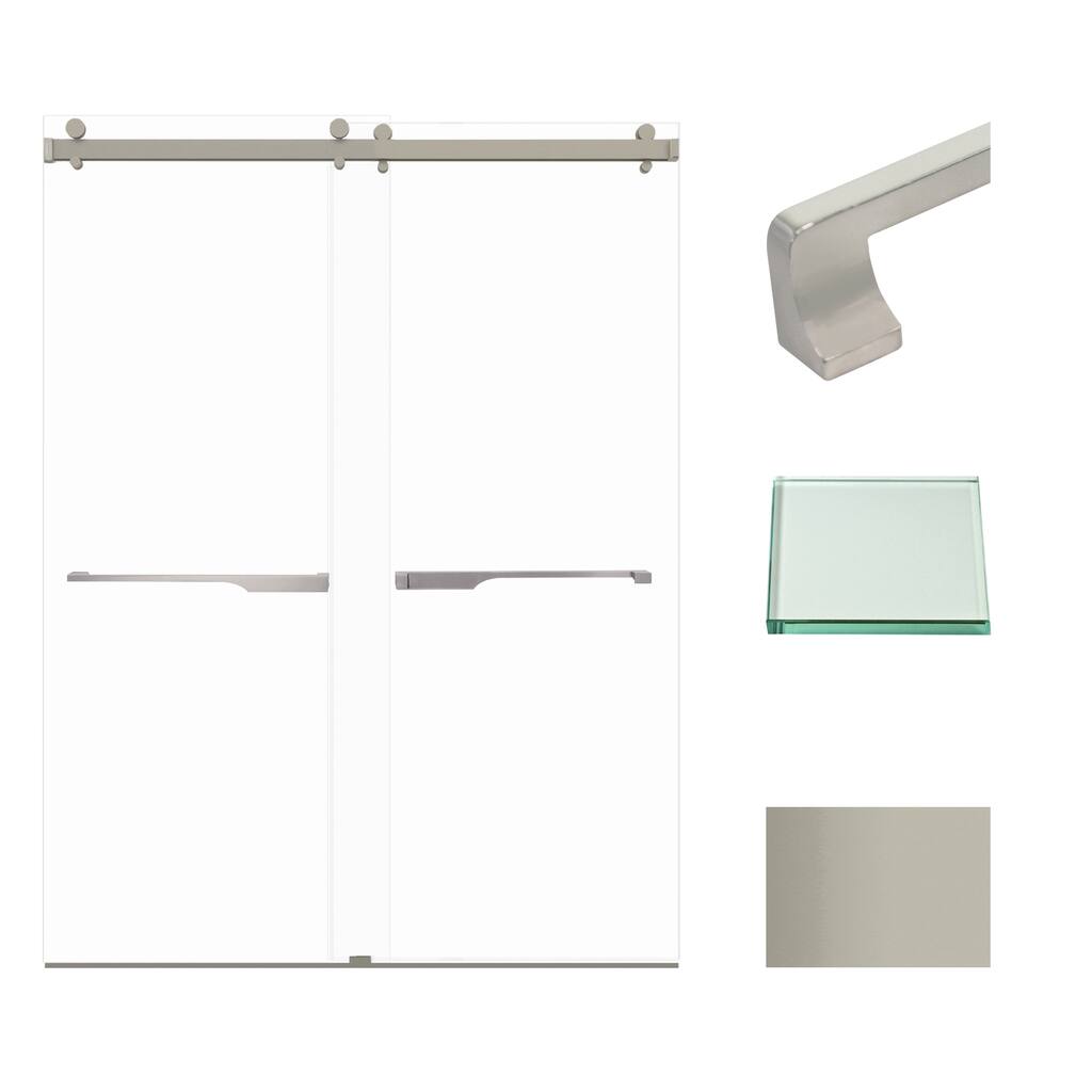 Brooklyn 60 in. W x 80 in. H Double Sliding Frameless Shower Door with Clear Glass - 58-60-in W x 80-in H