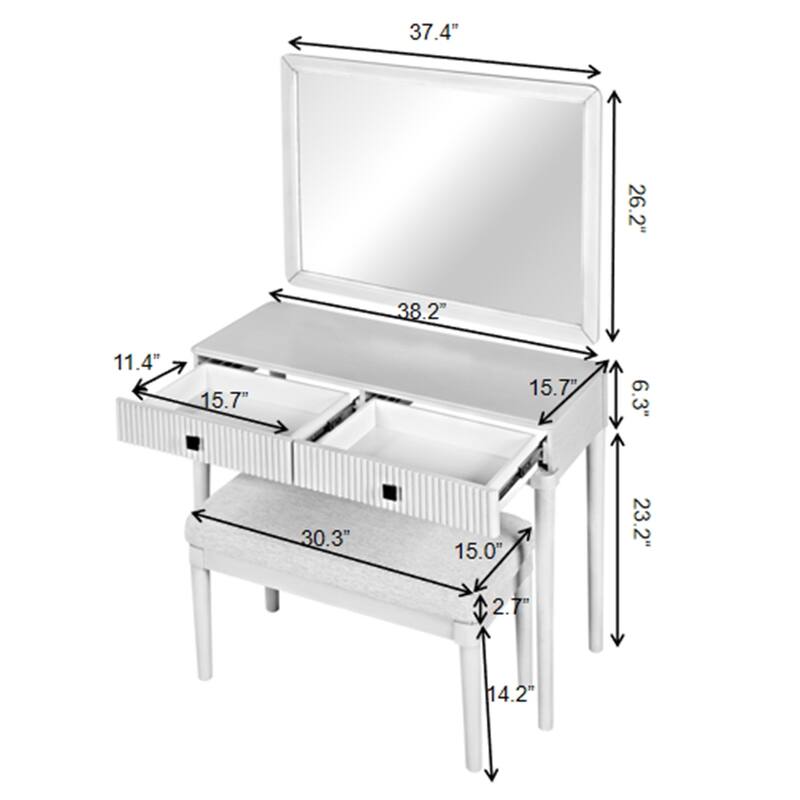 Vanity Desk w/Mirror,Adult Makeup Table Set w/Stool,Home Office Desk