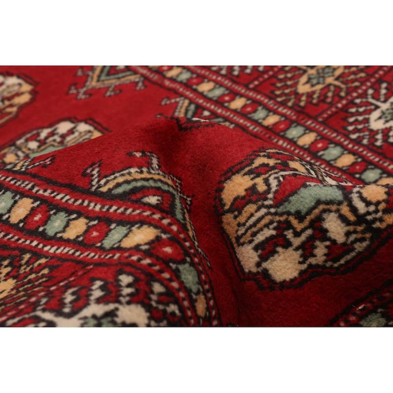 ECARPETGALLERY Hand-knotted Peshawar Bokhara Red Wool Rug - 2'6 x 6'6