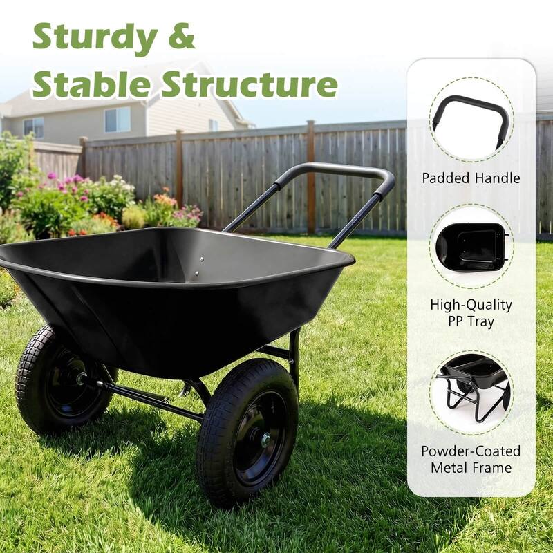 Costway 2 Tire Wheelbarrow Cart Heavy-duty Dolly Utility Cart