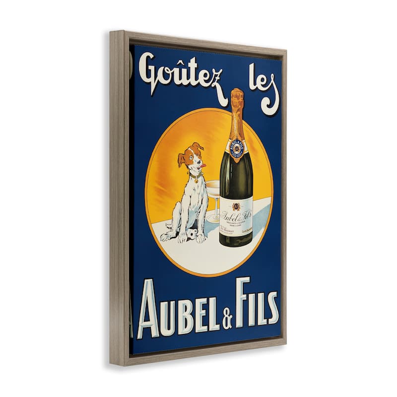 Stupell Dog & Wine Advertisement Framed Floater Canvas Wall Art Design By Marcus Jules