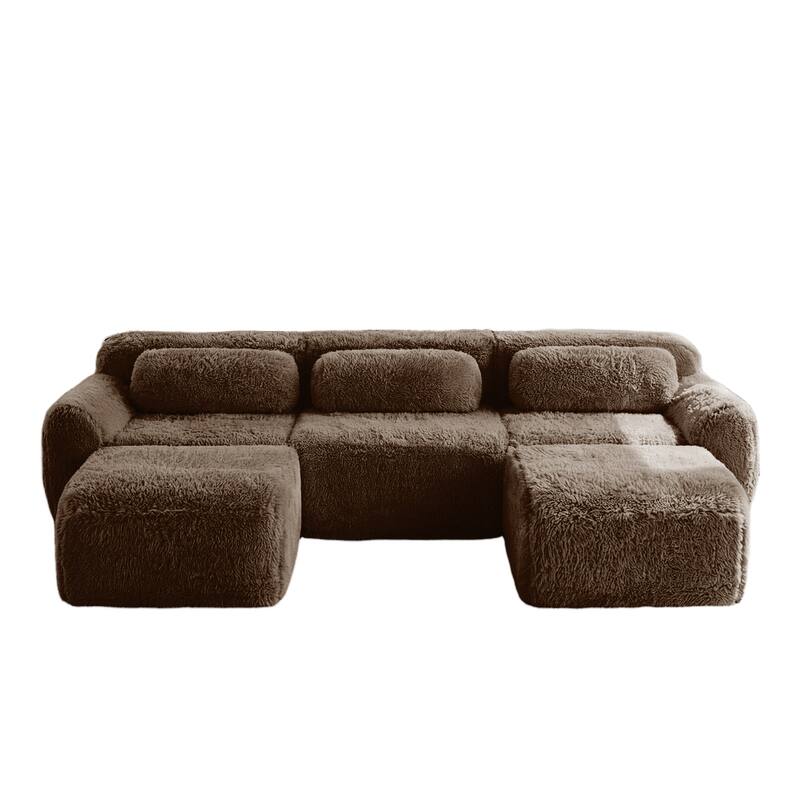 Homy Casa Chocolate Plush Fabric Non-Slip Modular Floor Sofa Sectional