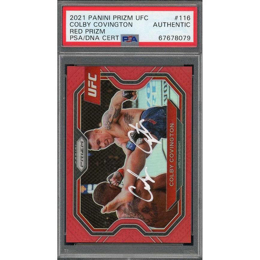 Colby Covington 2021 Panini Red Prizm UFC Signed Card #116 Auto PSA #/275 - 8'6" x 11'6"