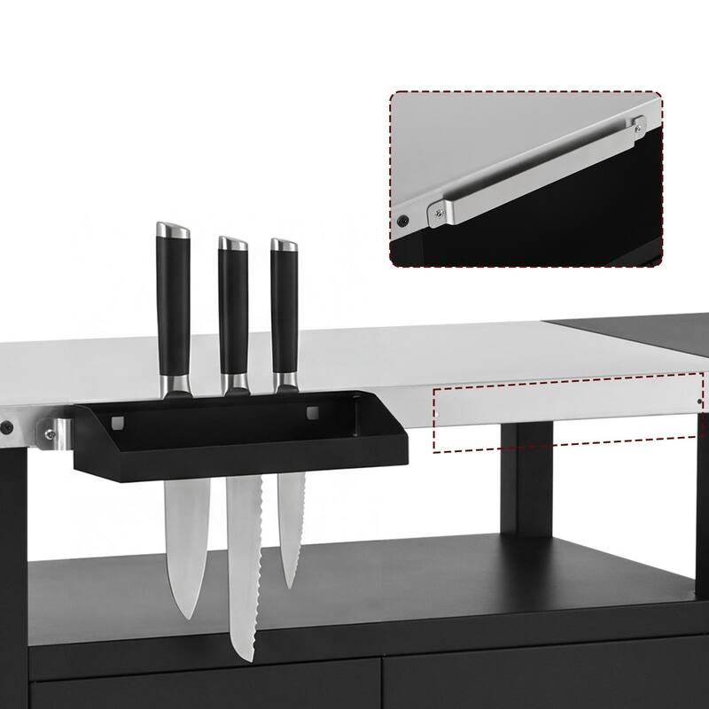 Outdoor Grill Cart with Foldable Table, Storage Cabinet & Wheels