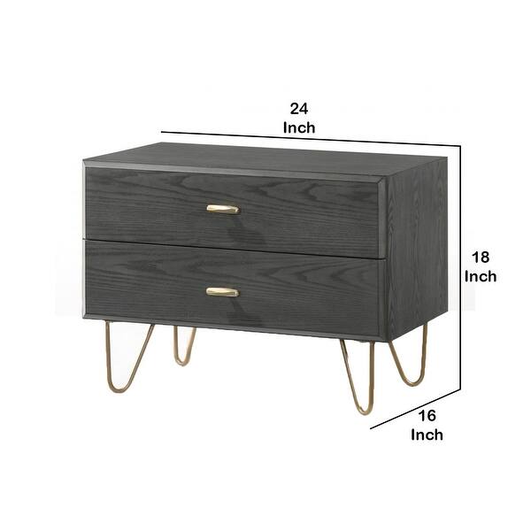 Shop 2 Drawer Wooden Nightstand With Hairpin Metal Legs Gray And Gold On Sale Overstock 31812779