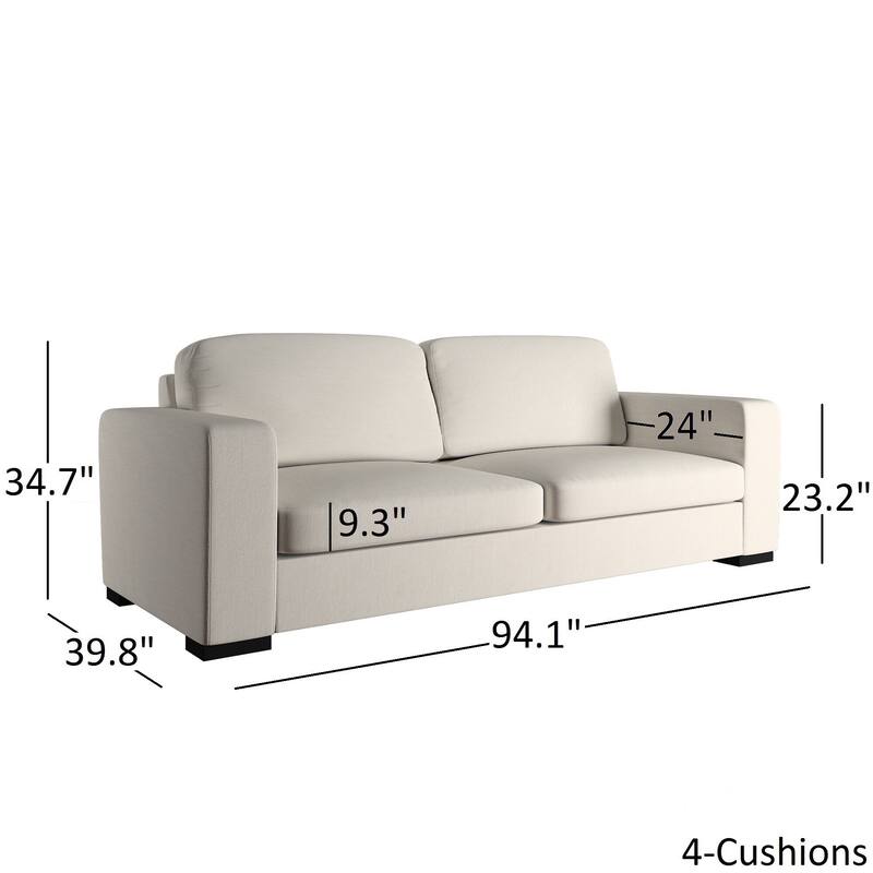 Lionel Modern White Fabric Down-filled Sofa by iNSPIRE Q Artisan