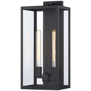 Forti 2-Light Modern Black Outdoor Wall Sconce Lantern Light - 20.5in H