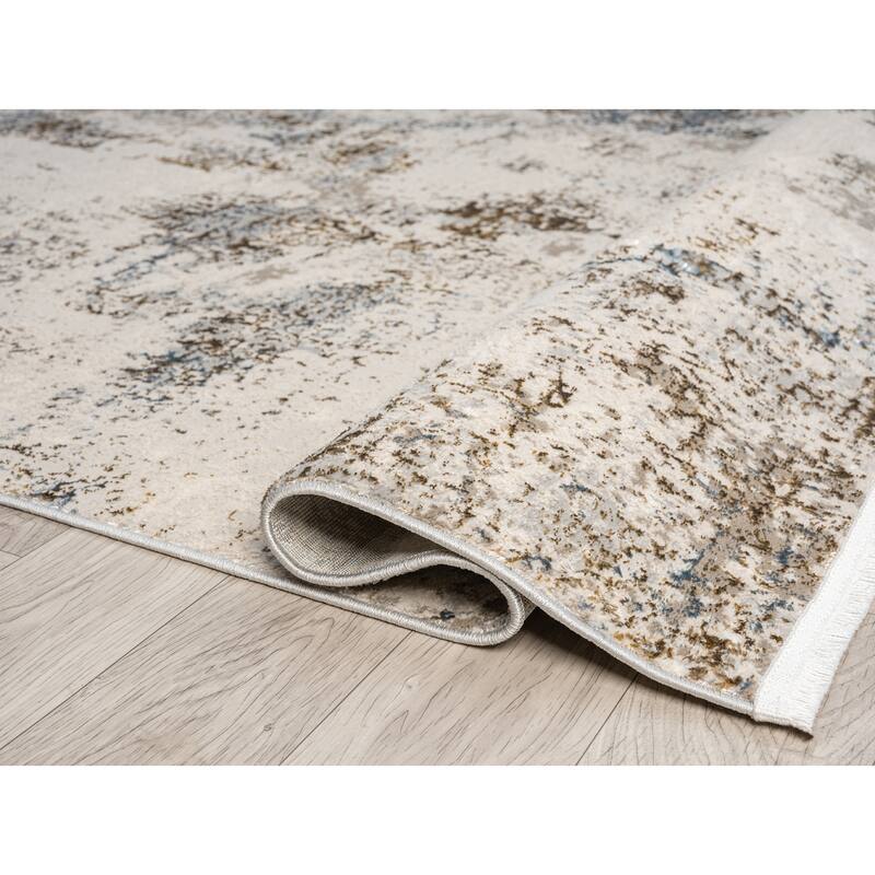 Thea Collection Beige/Blue Abstract Area Rug