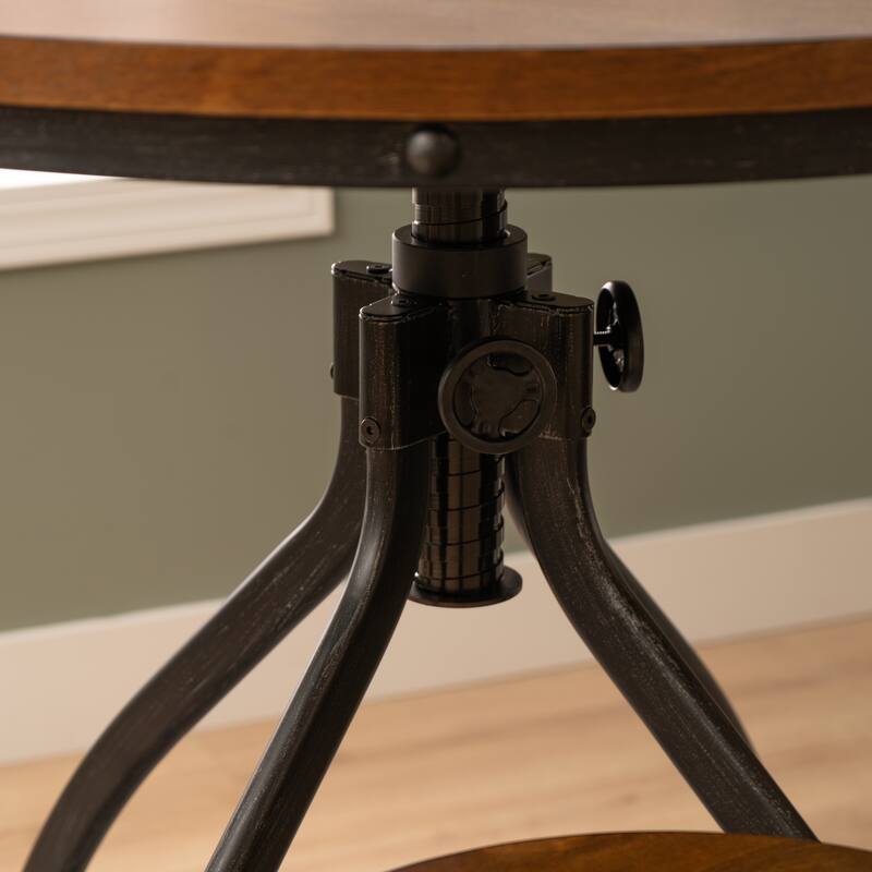 Linon Caverly Steel/Wood Industrial 5-Piece Adjustable Round Bar Stool Set