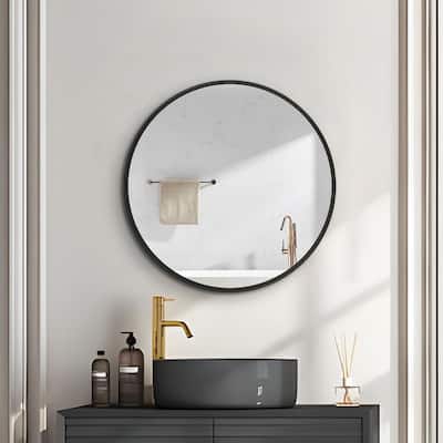 Alvana Black Metal Framed Wall Mount Bathroom Medicine Cabinet with Mirror