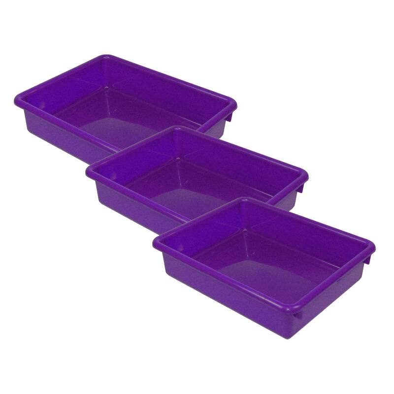 Romanoff Stowaway 3" Letter Tray no Lid, Purple, Pack of 3