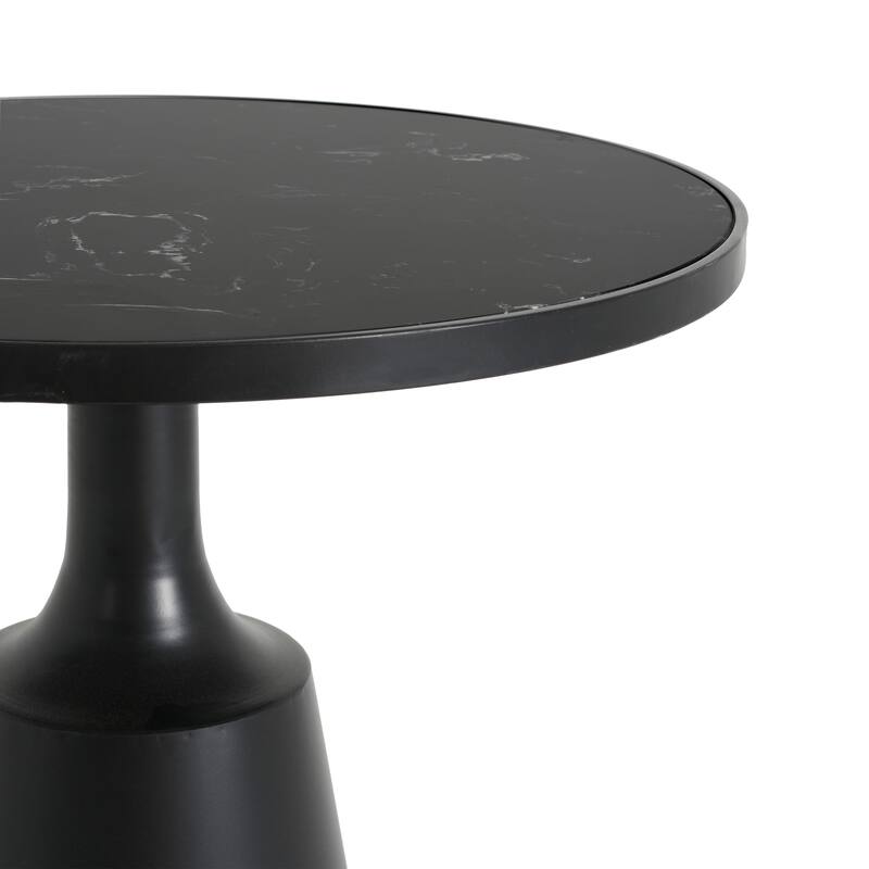 Christopher Knight Home - Lunaro Modern Marble Pattern Top/ Round Glass Top Round Side Table with Black Iron Base