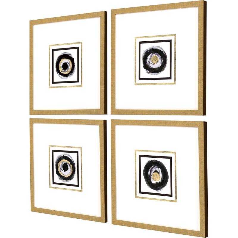 White Black Gold S/4 Framed Art Under Glass