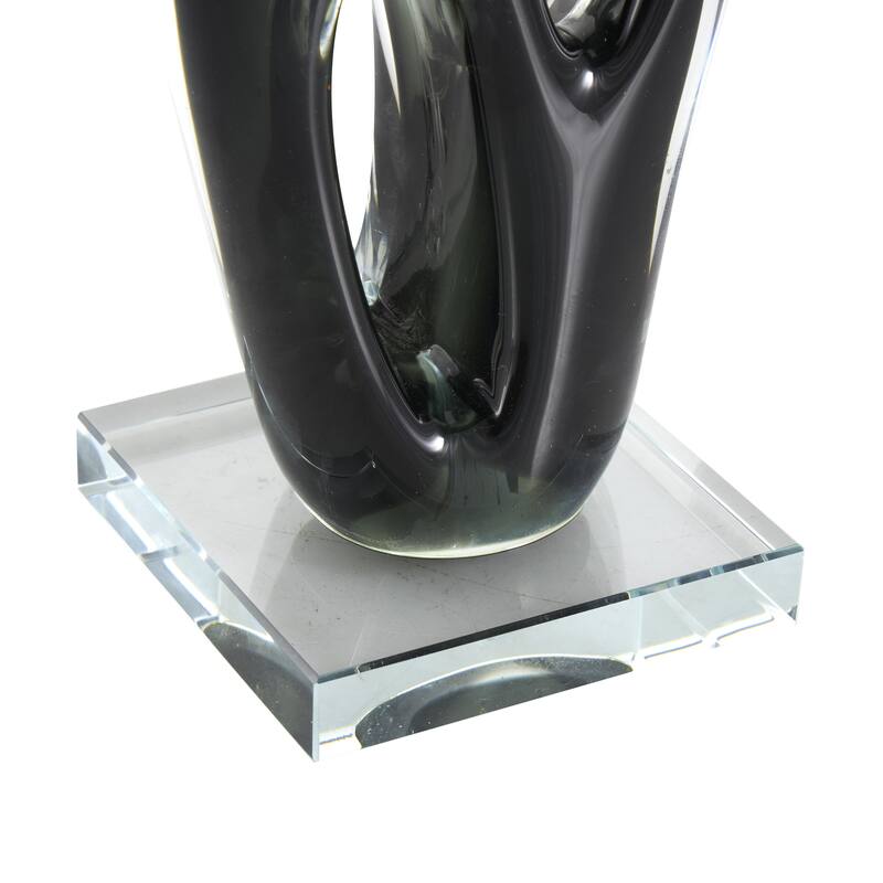 Glass Abstract Curved Cutout Decorative Sculpture with Gold Spotted Accents - Black - Roche River Decor