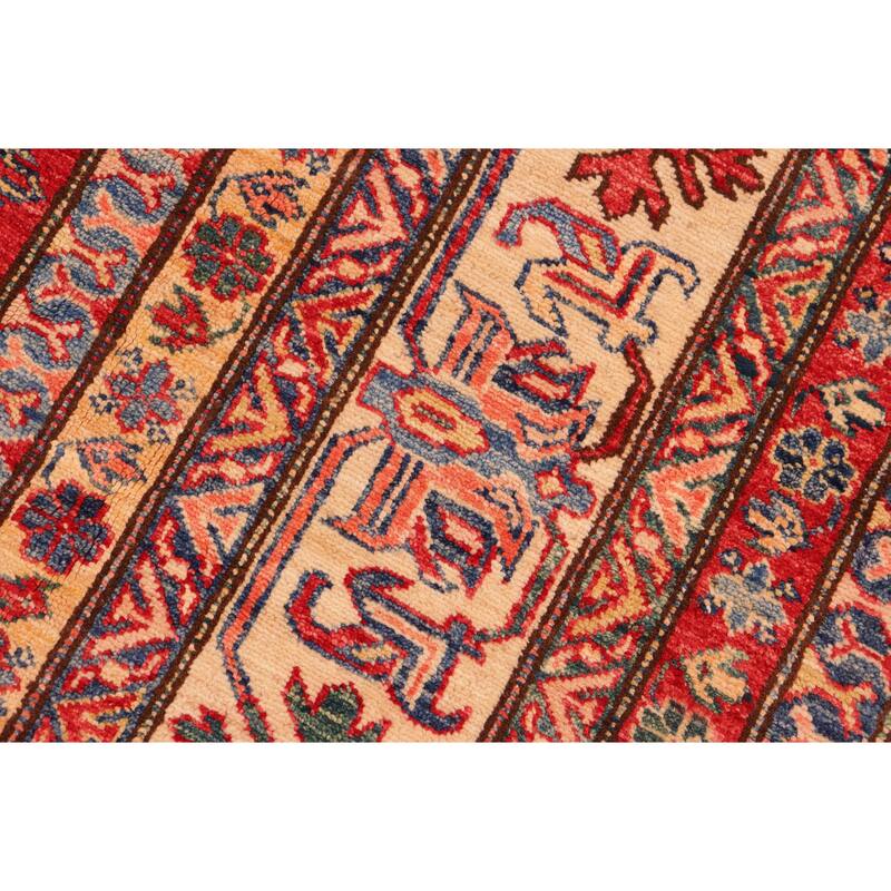 Tribal Super Kazak Briar Red/Beige Hand Knotted Wool Rug - 8'2'' x 10'0''
