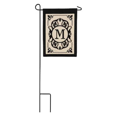 12.5 in. x 18 in. Cambridge Monogram Garden Applique Flag Letter M