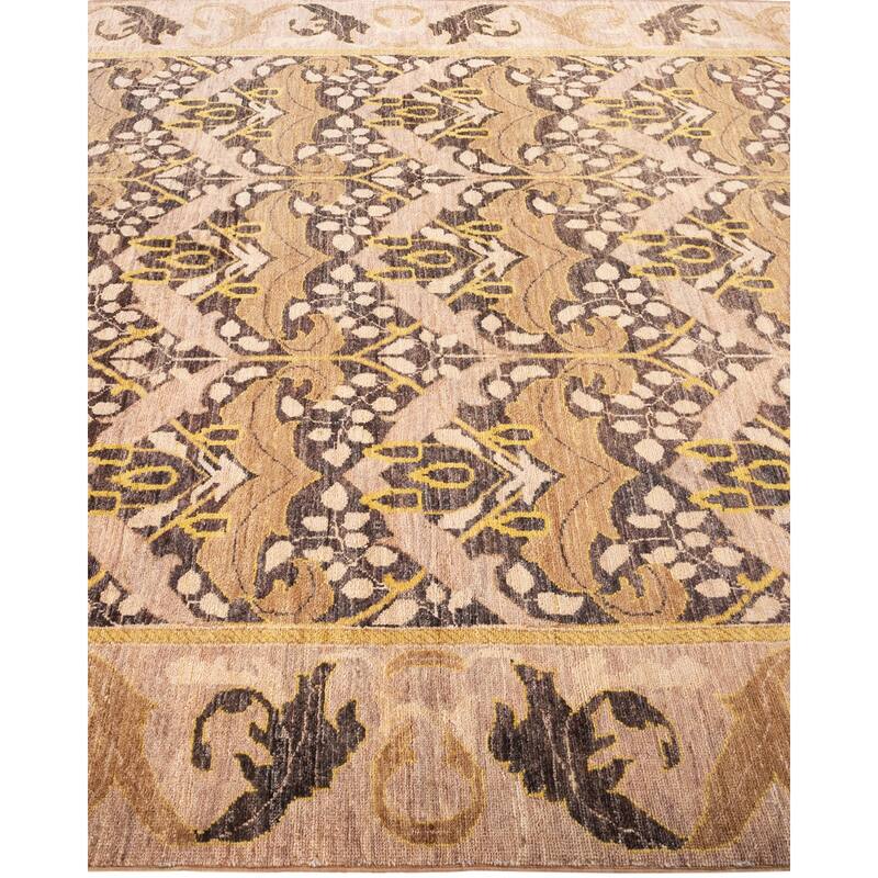 Overton Hand Knotted Wool Vintage Inspired Modern Contemporary Arts & Crafts Beige Area Rug - 5' 10" x 9' 4"